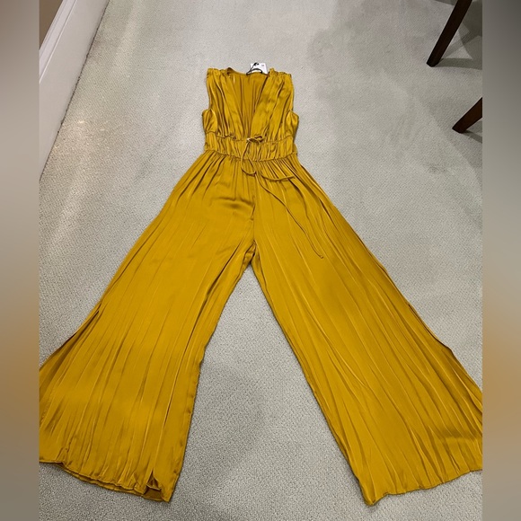 Zara Mustard long satin effect jumpsuit - Picture 5 of 6